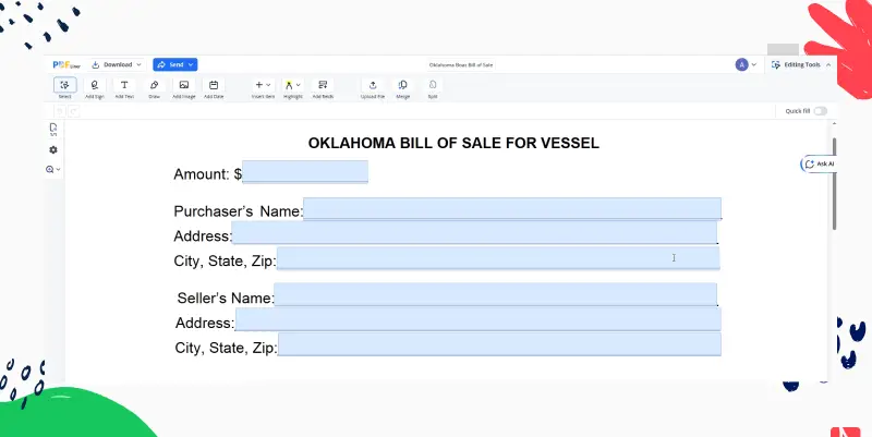 Oklahoma Boat Bill of Sale