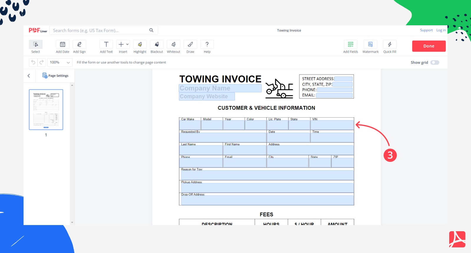 Towing Invoice screenshot step 3