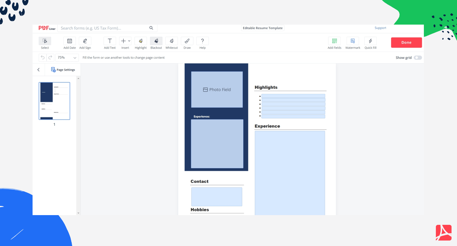 Editable Resume Template screenshot