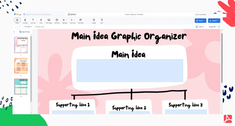 graphic organizer template screenshot