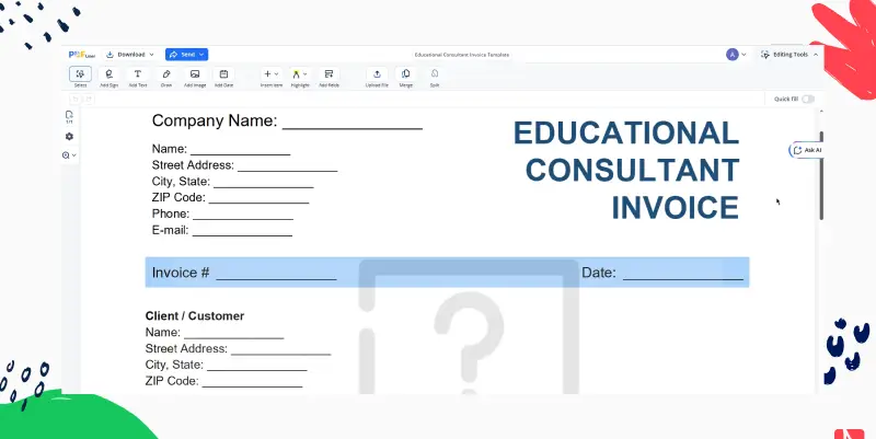Educational Consultant Invoice Template