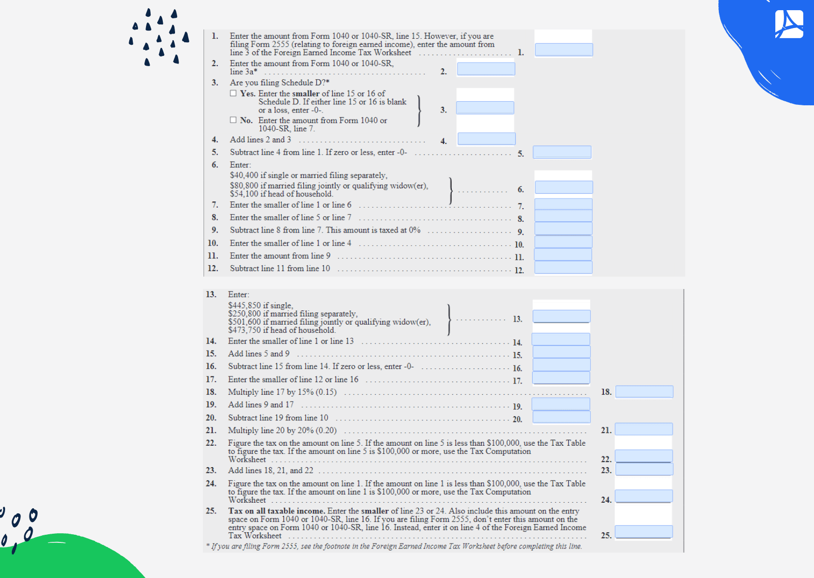 Qualified Dividends Tax Worksheet