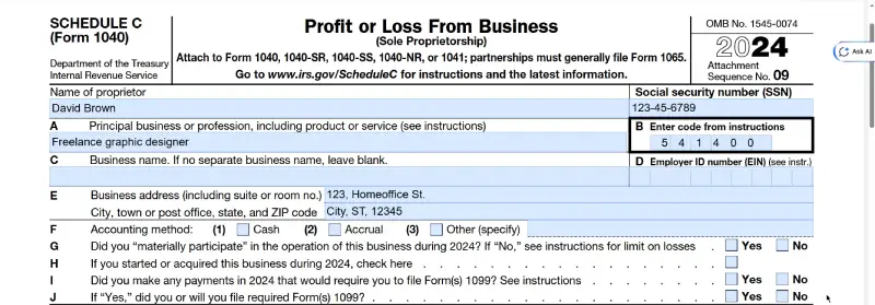 scedule c form 1040 filing step 4