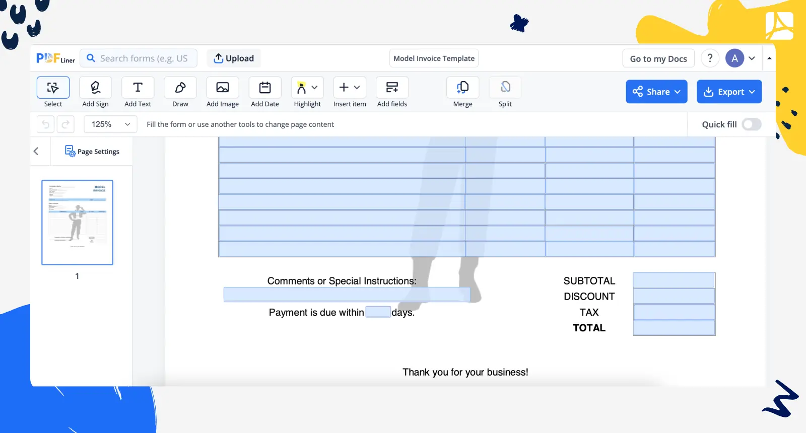 Model Invoice Template (2) screenshot