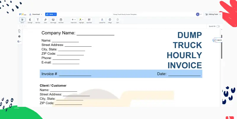dump-truck-hourly-invoice-template