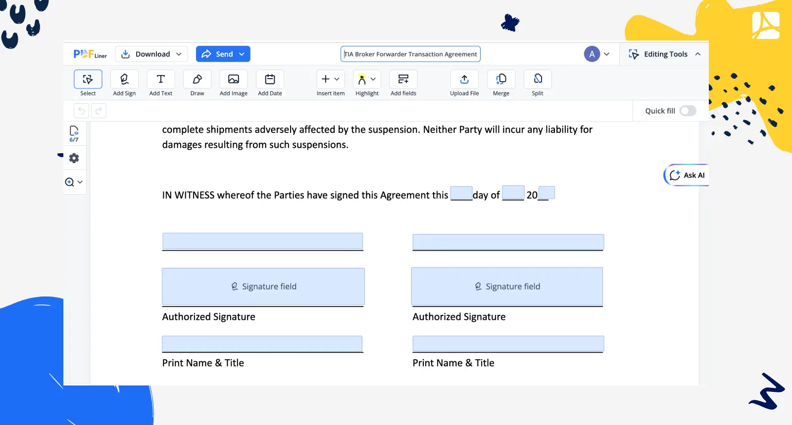  TIA Broker Forwarder Transaction Agreement 1 screenshot