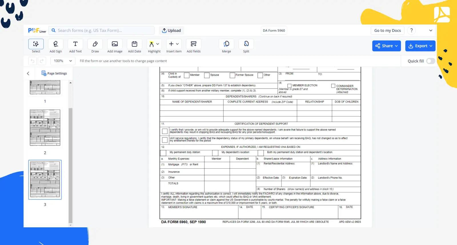 DA Form 5960 Screenshot 2
