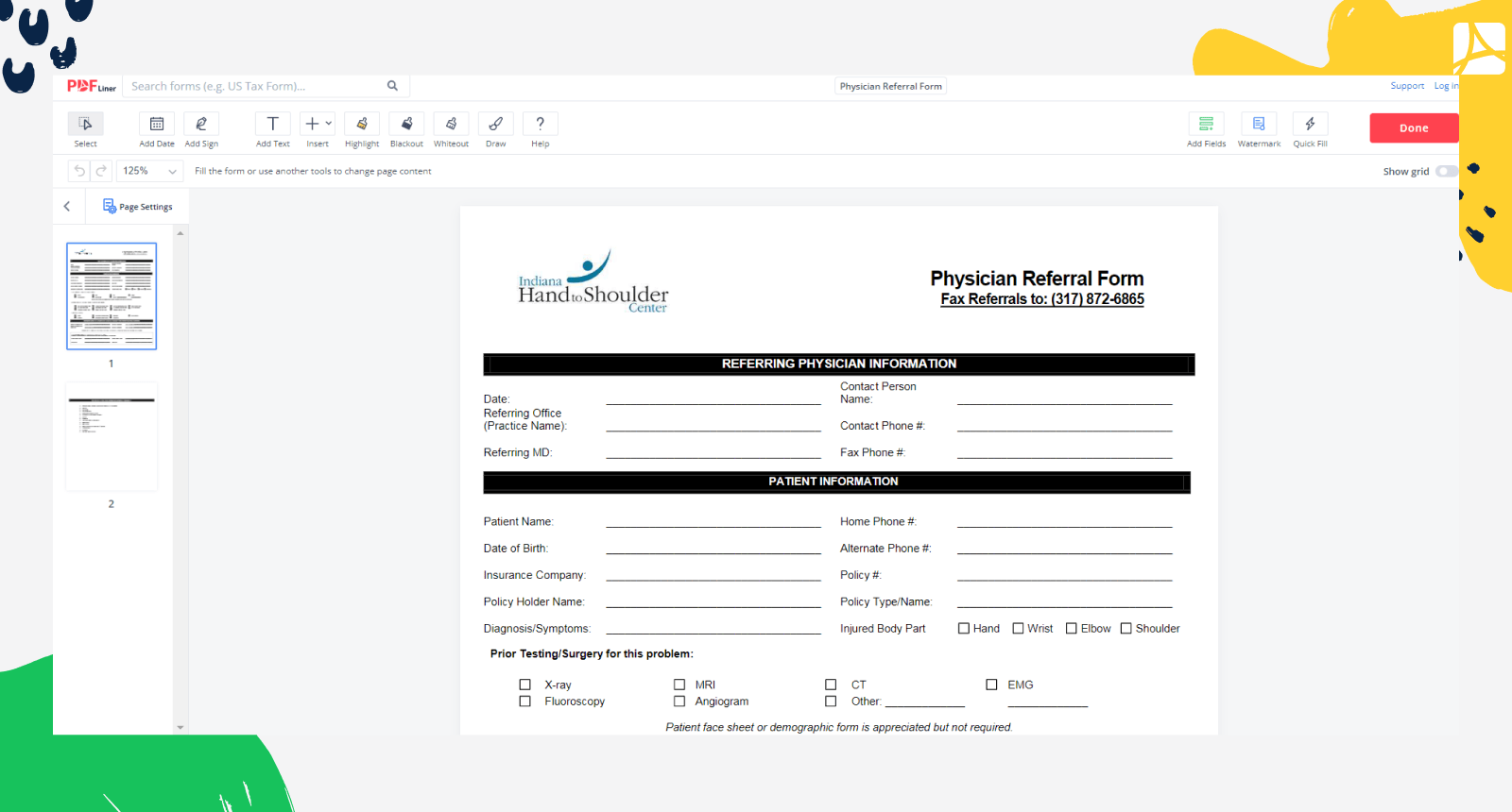 Physician Referral Form on PDFLiner