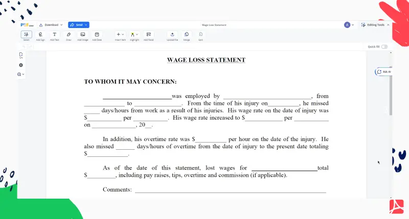 wage-loss-statement screenshot