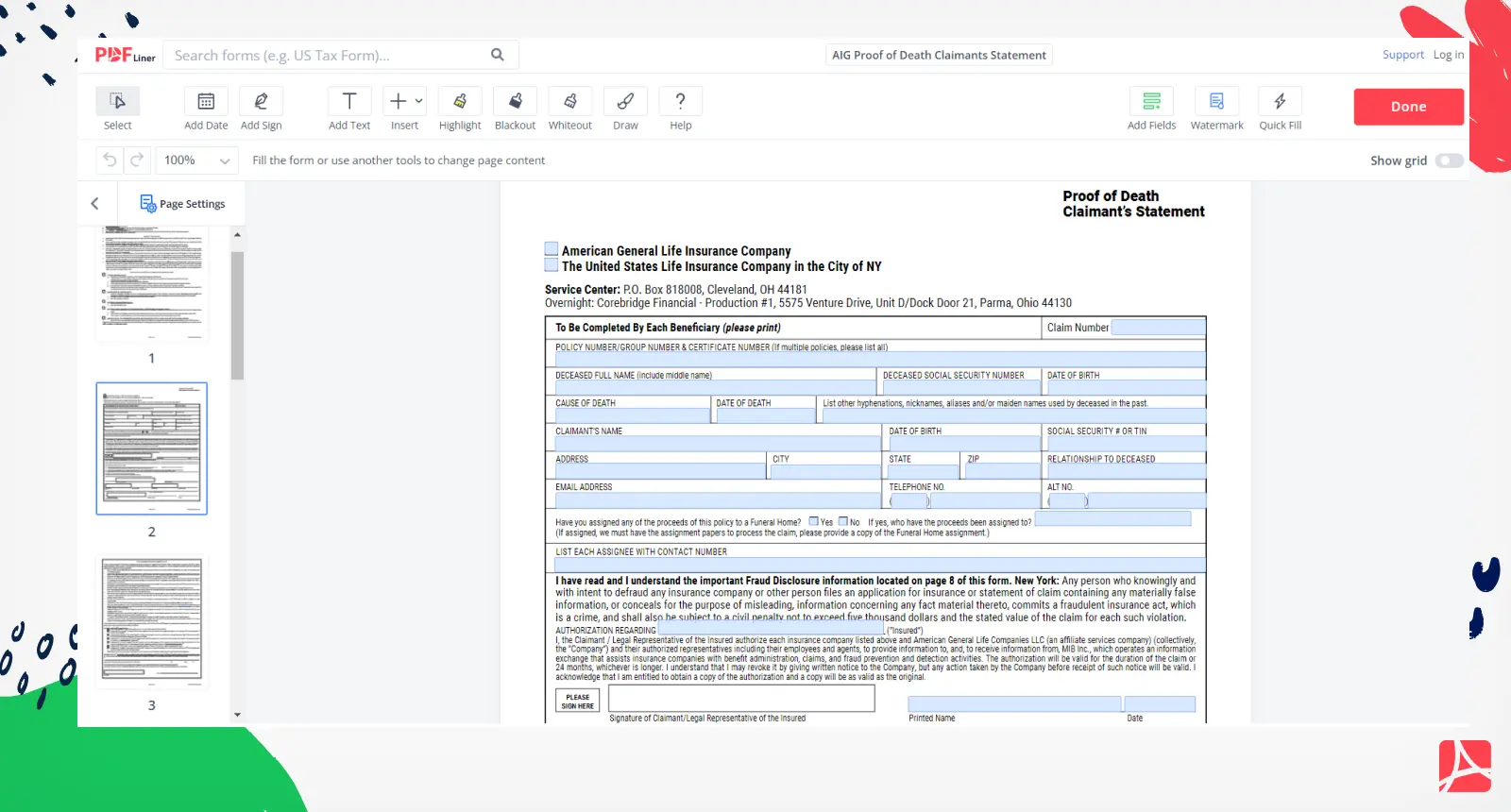 Fillable AIG Name And Address Change Form PDFliner
