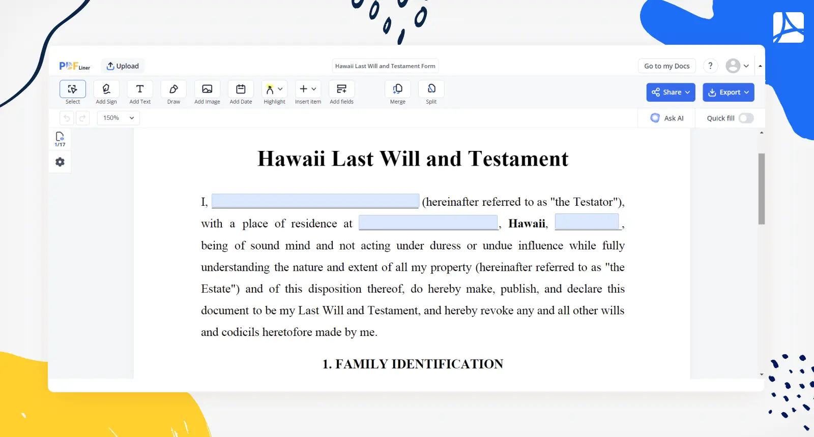 Hawaii last will and testament screenshot