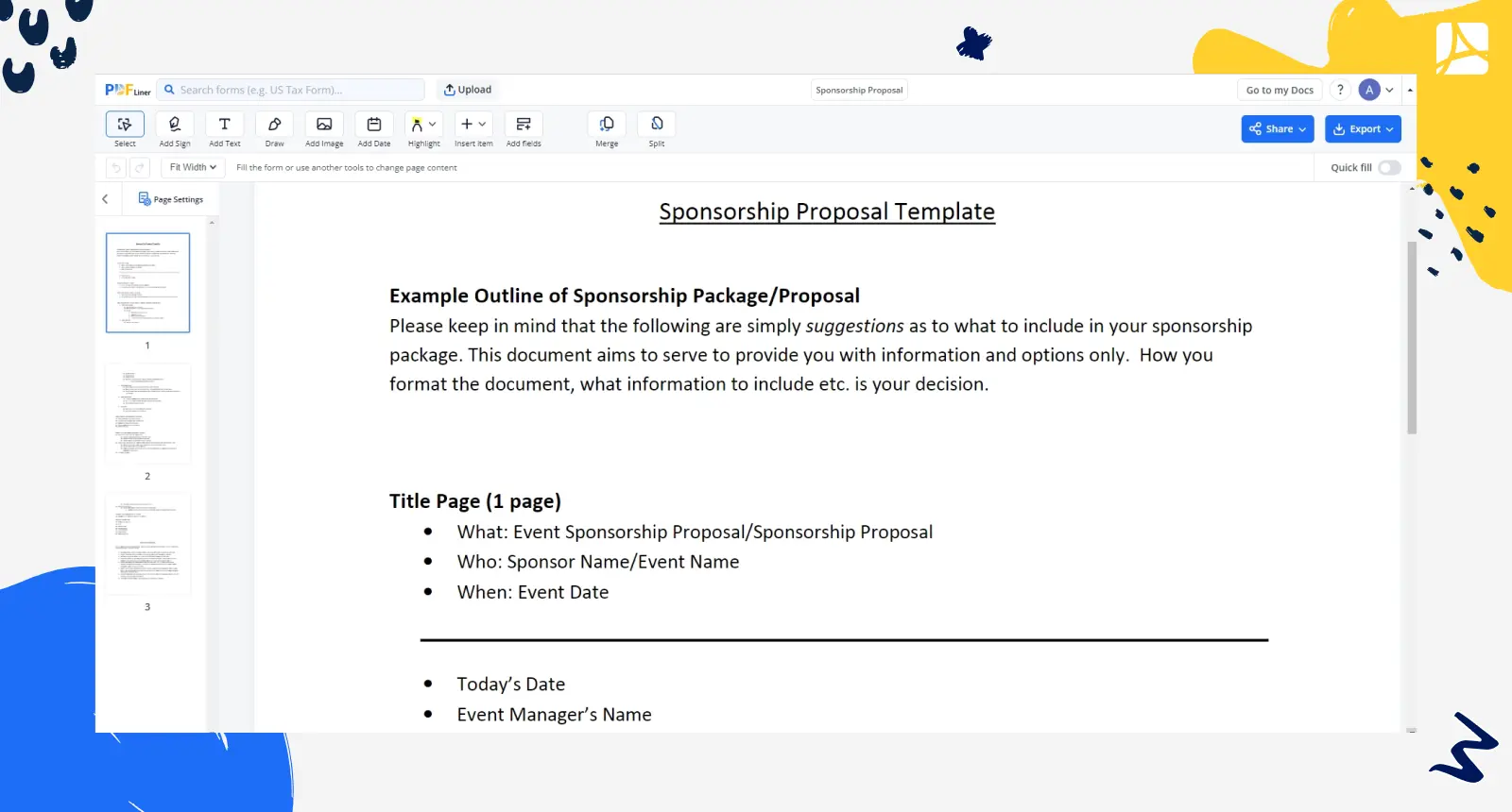 Sponsorship Proposal screenshot