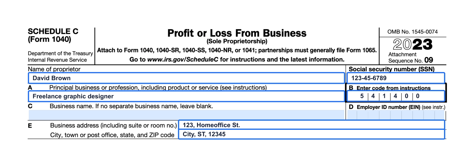 scedule c form 1040 filing step 4