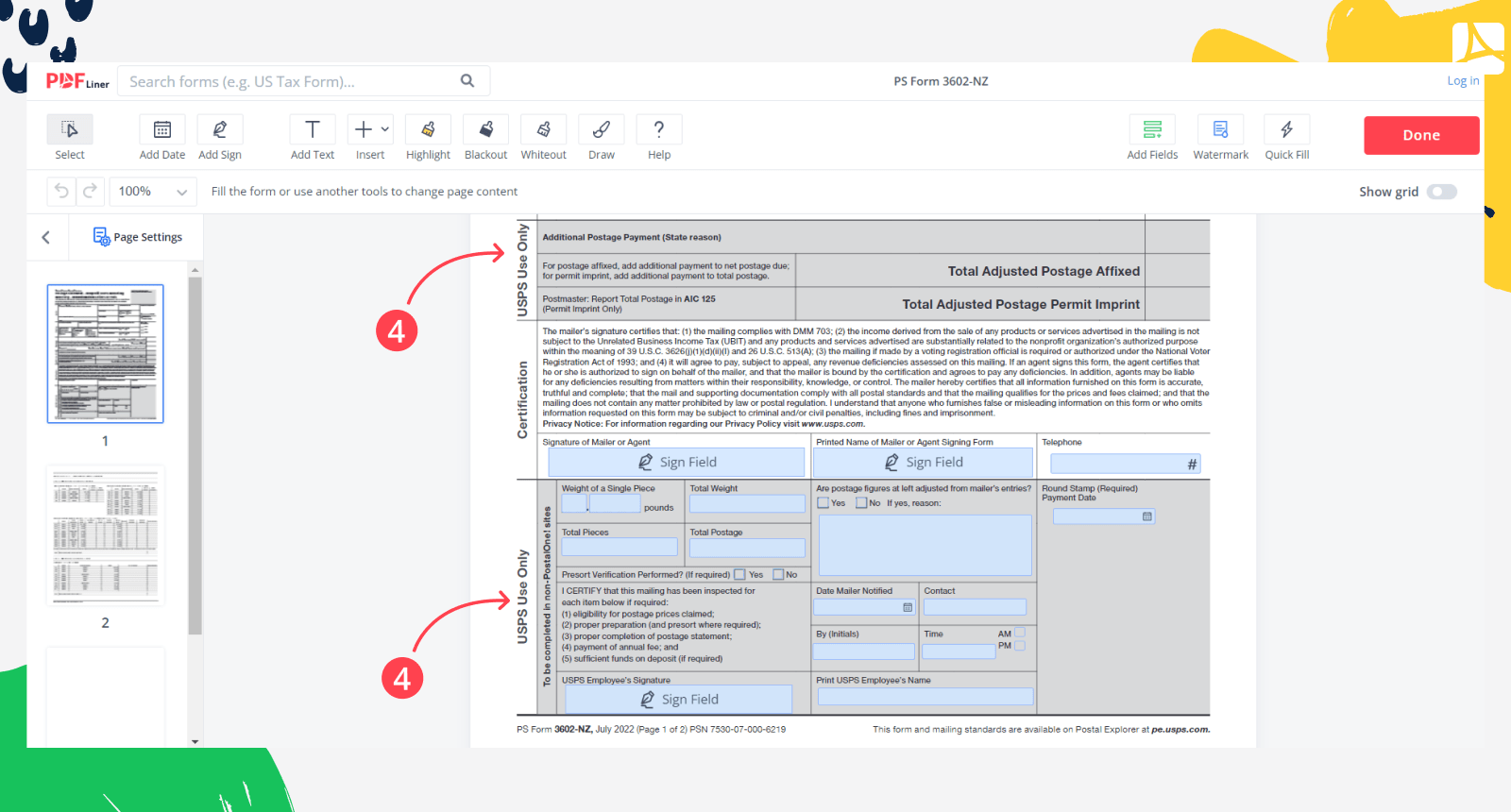 PS Form 3602-NZ screenshot step 4