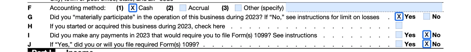 Schedule C Form 1040 step 5