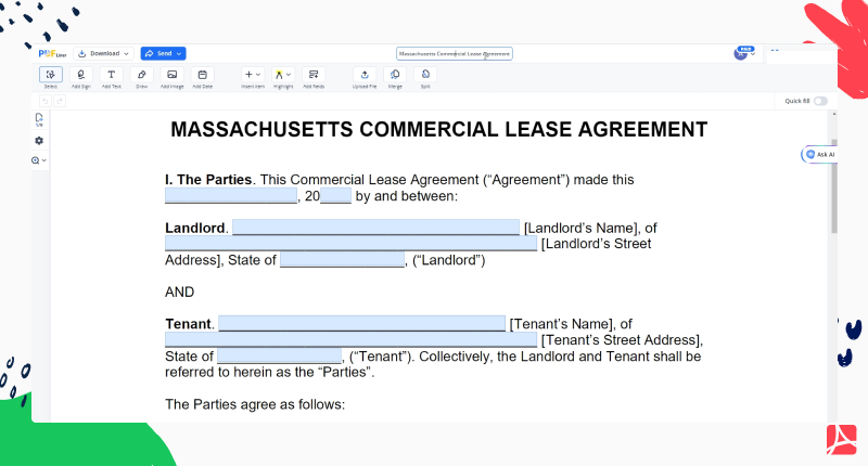Massachusetts Commercial Lease Agreement PDFLiner screenshot 