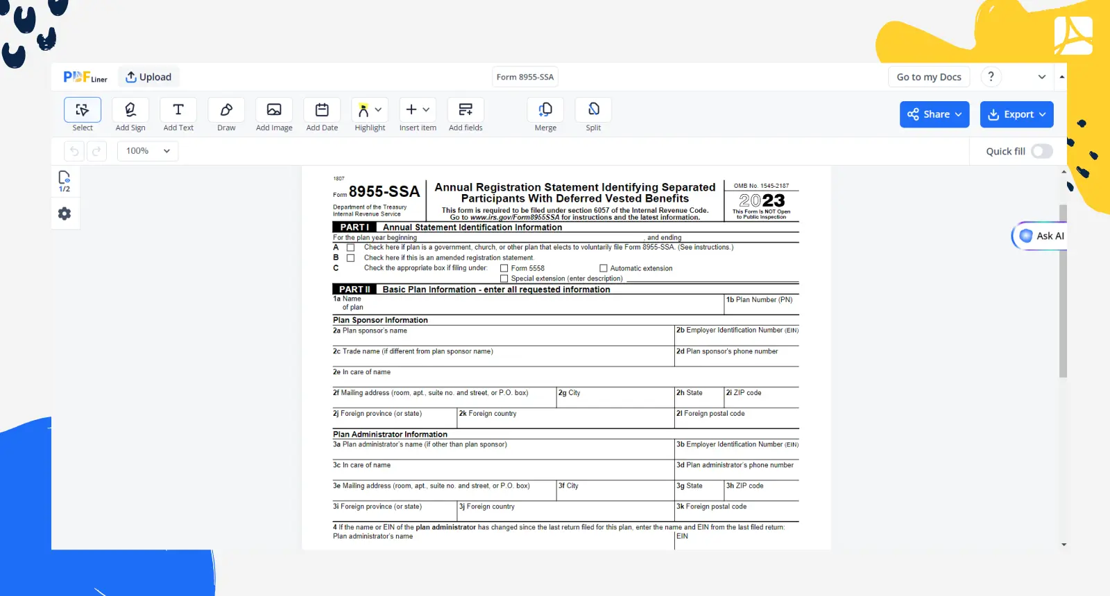 Form 8955-SSA Screenshot