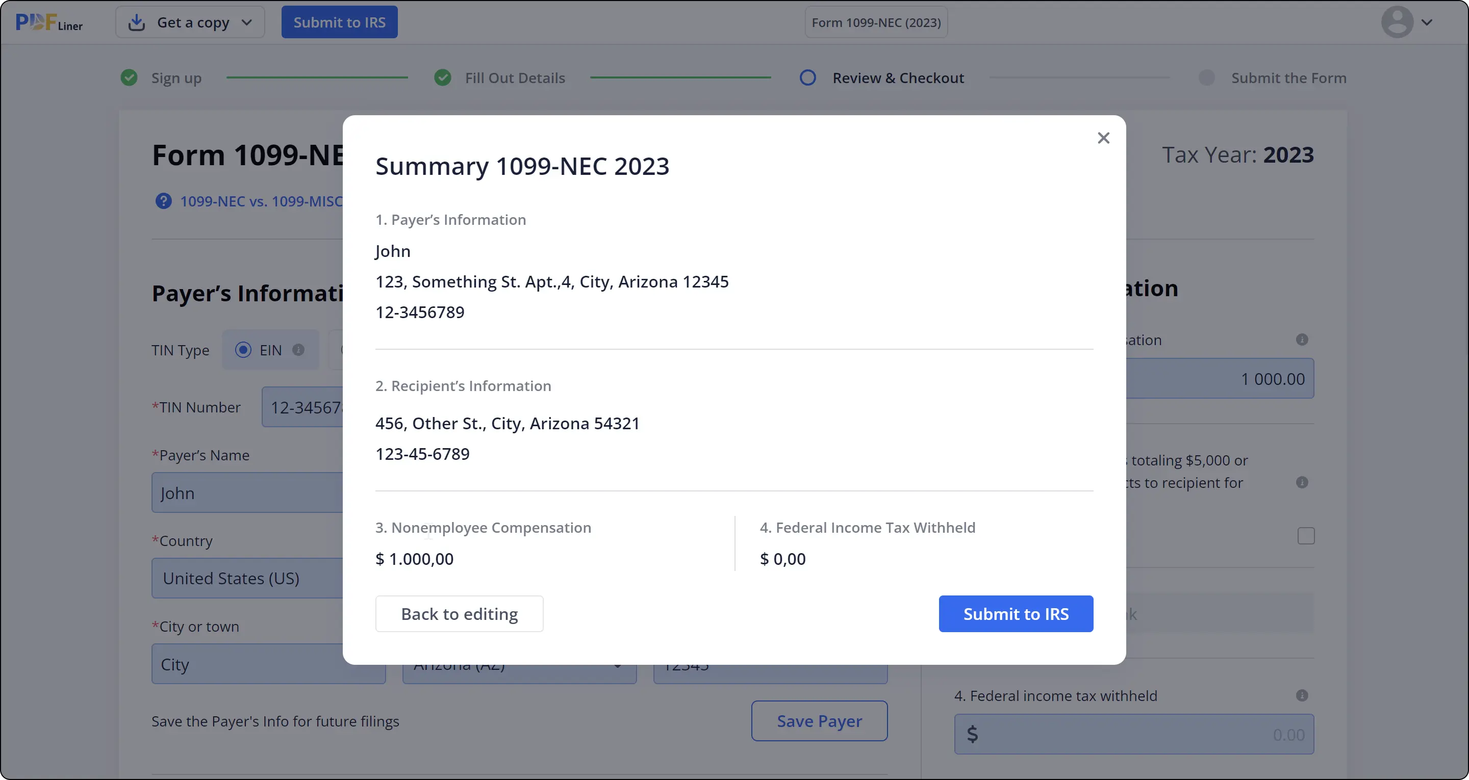 1099-nec efiling submition check