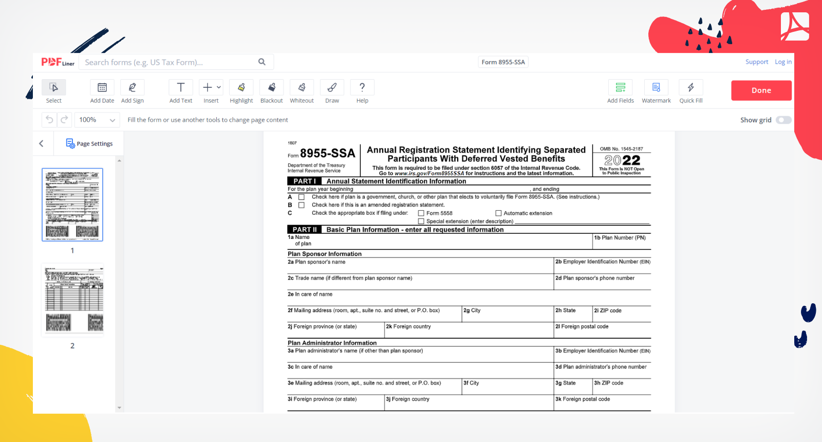 Form 8955-SSA Screenshot