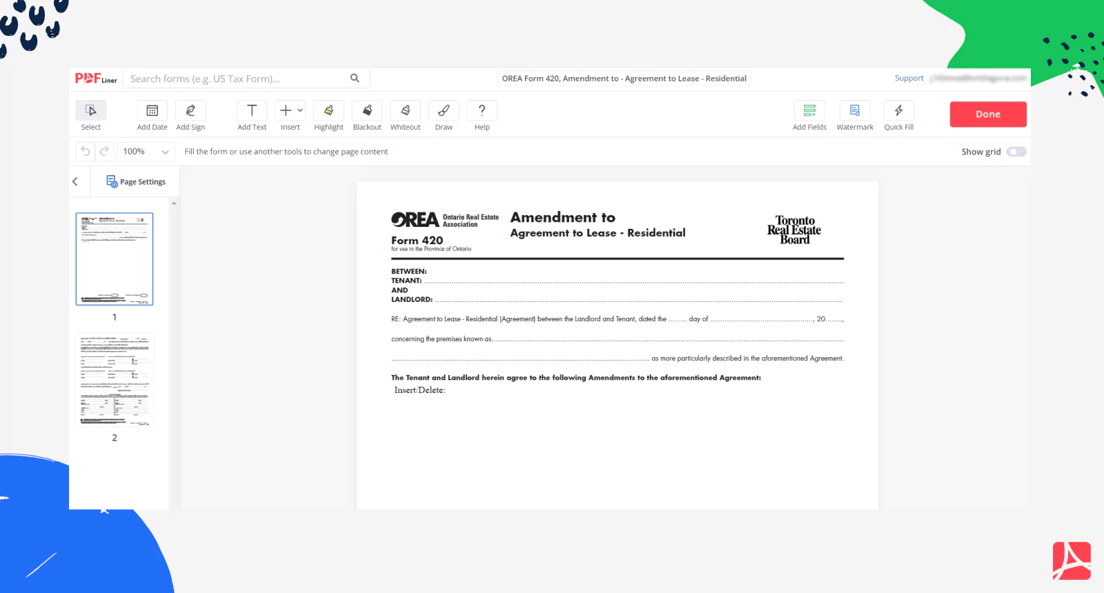 OREA Form 420 on PDFLiner