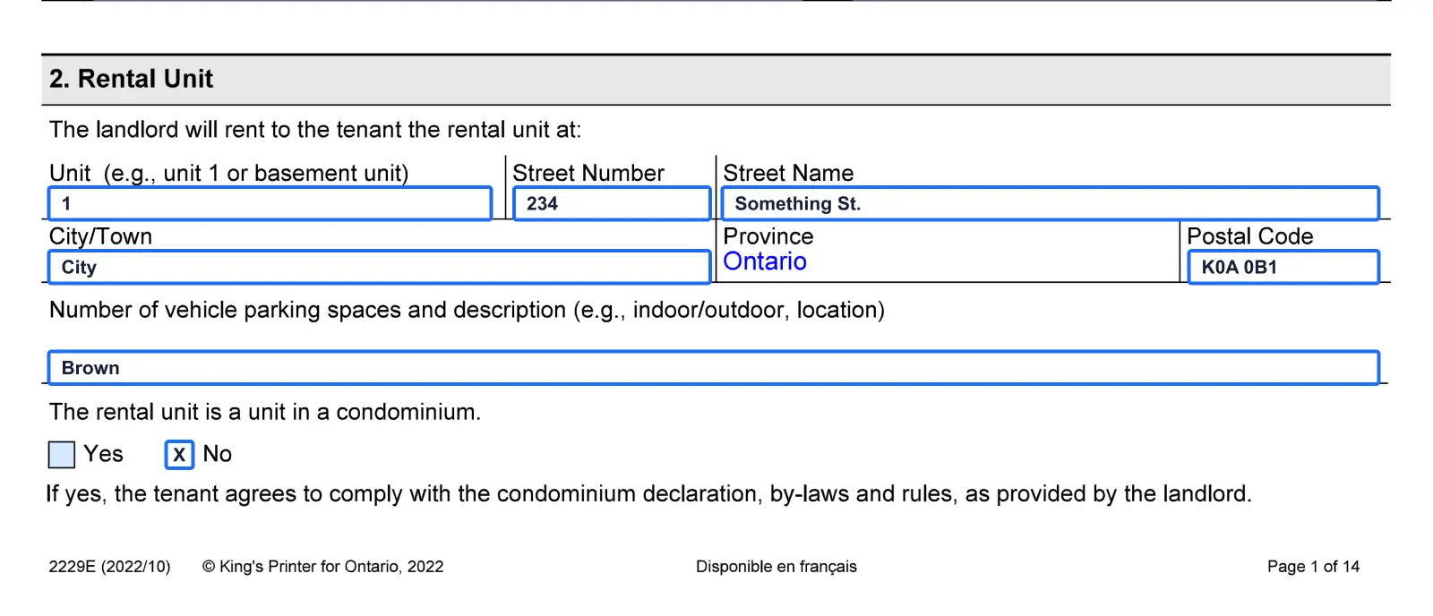Ontario standard lease example step 4