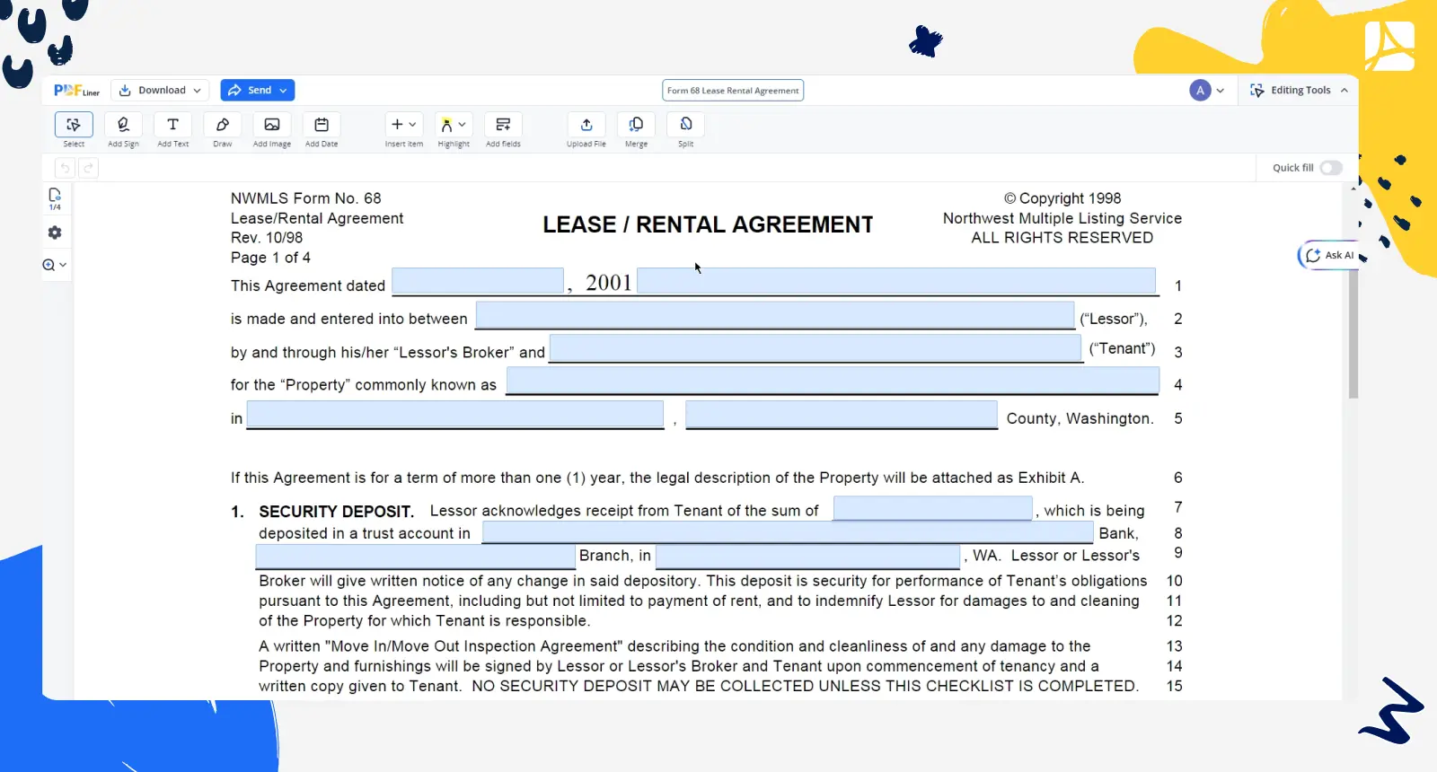 form 68 screenshot PDFliner