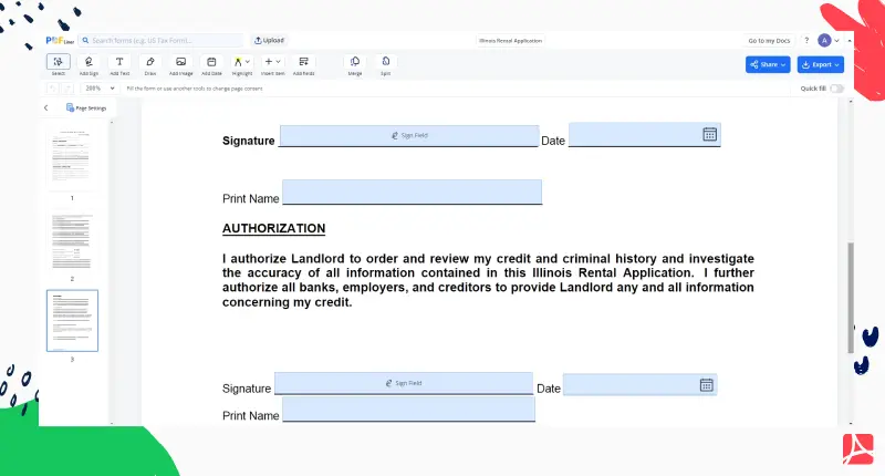 Illinois Rental Application (2) screenshot