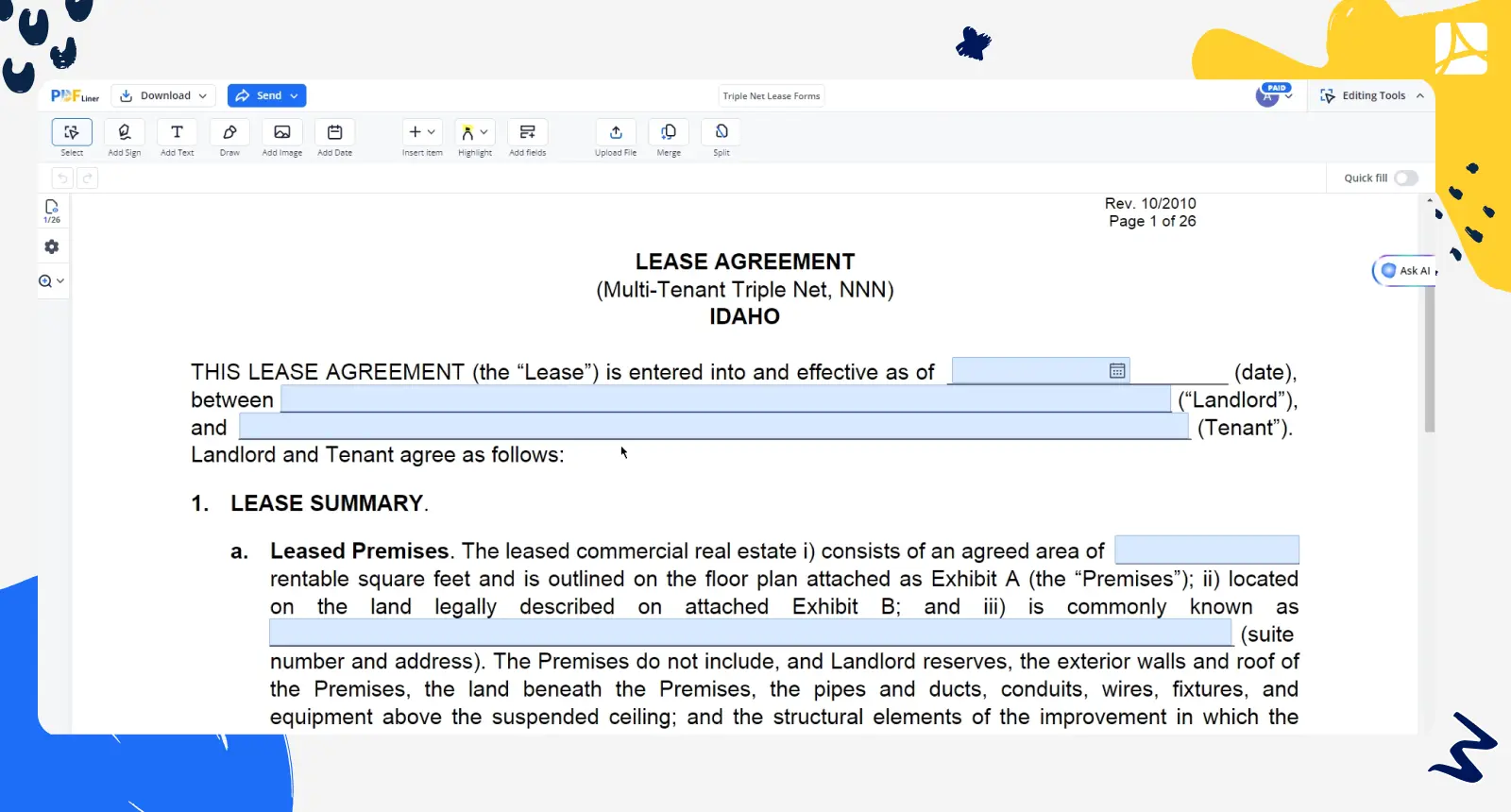 Triple Net Lease Forms PDFLiner screenshot