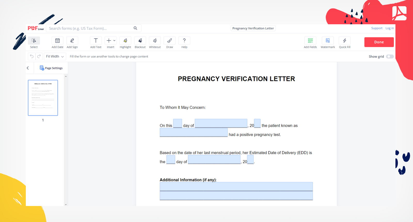 Pregnancy Verification Letter Screenshot