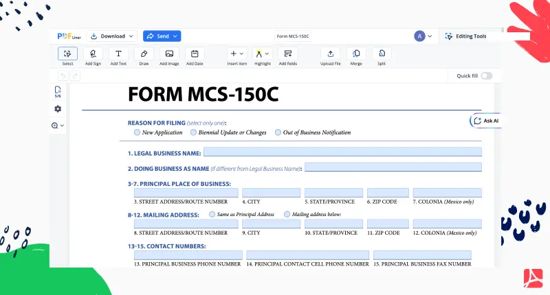 form mcs 150c screenshot