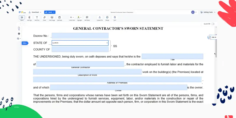 General Contractor Sworn Statement
