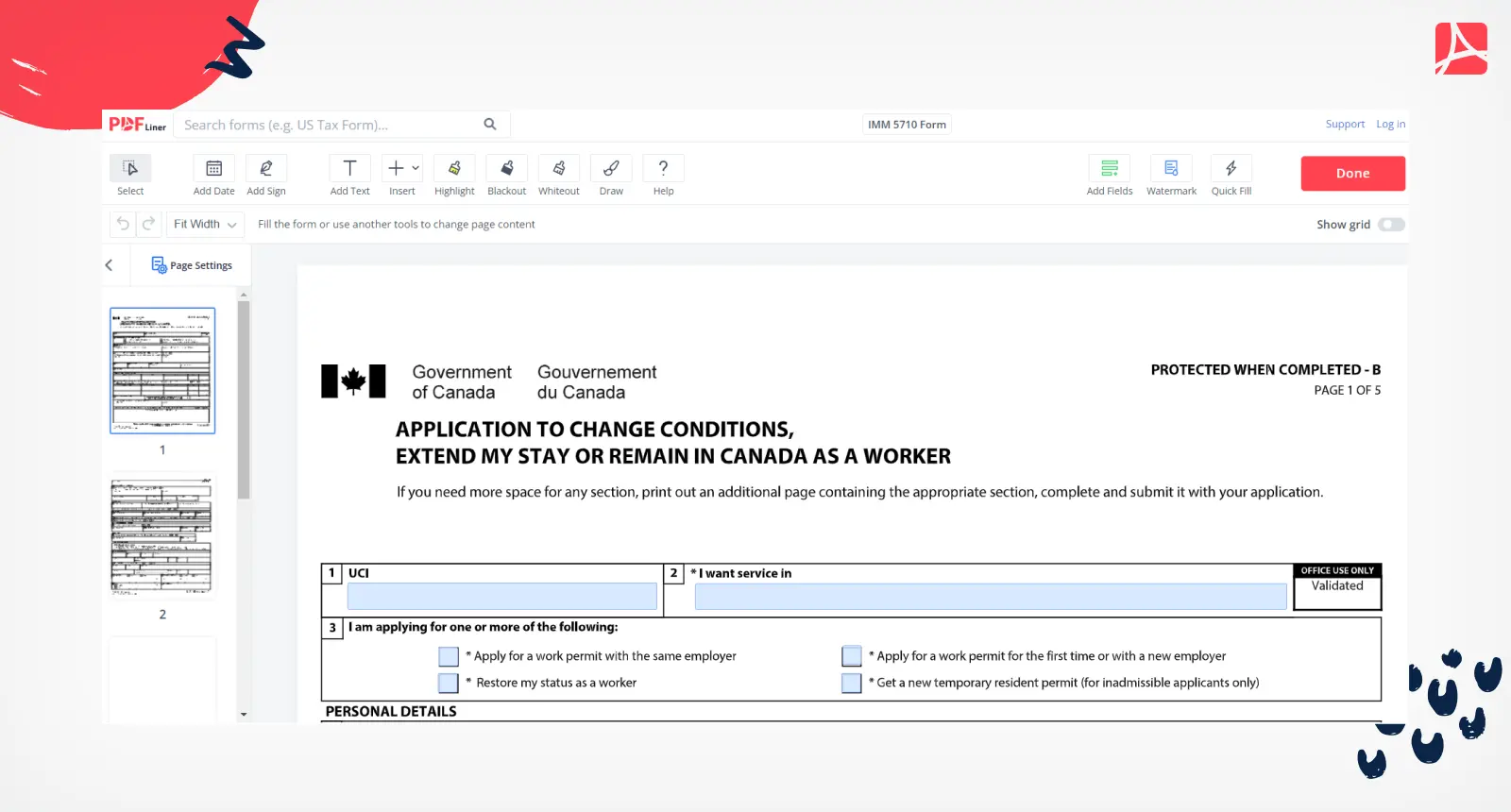 IMM 5710 Form on PDFLiner