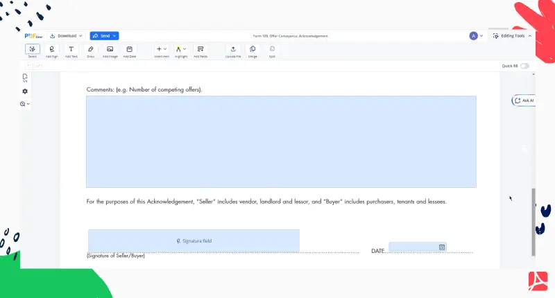 2-form-109-offer-conveyance-acknowledgement screenshot