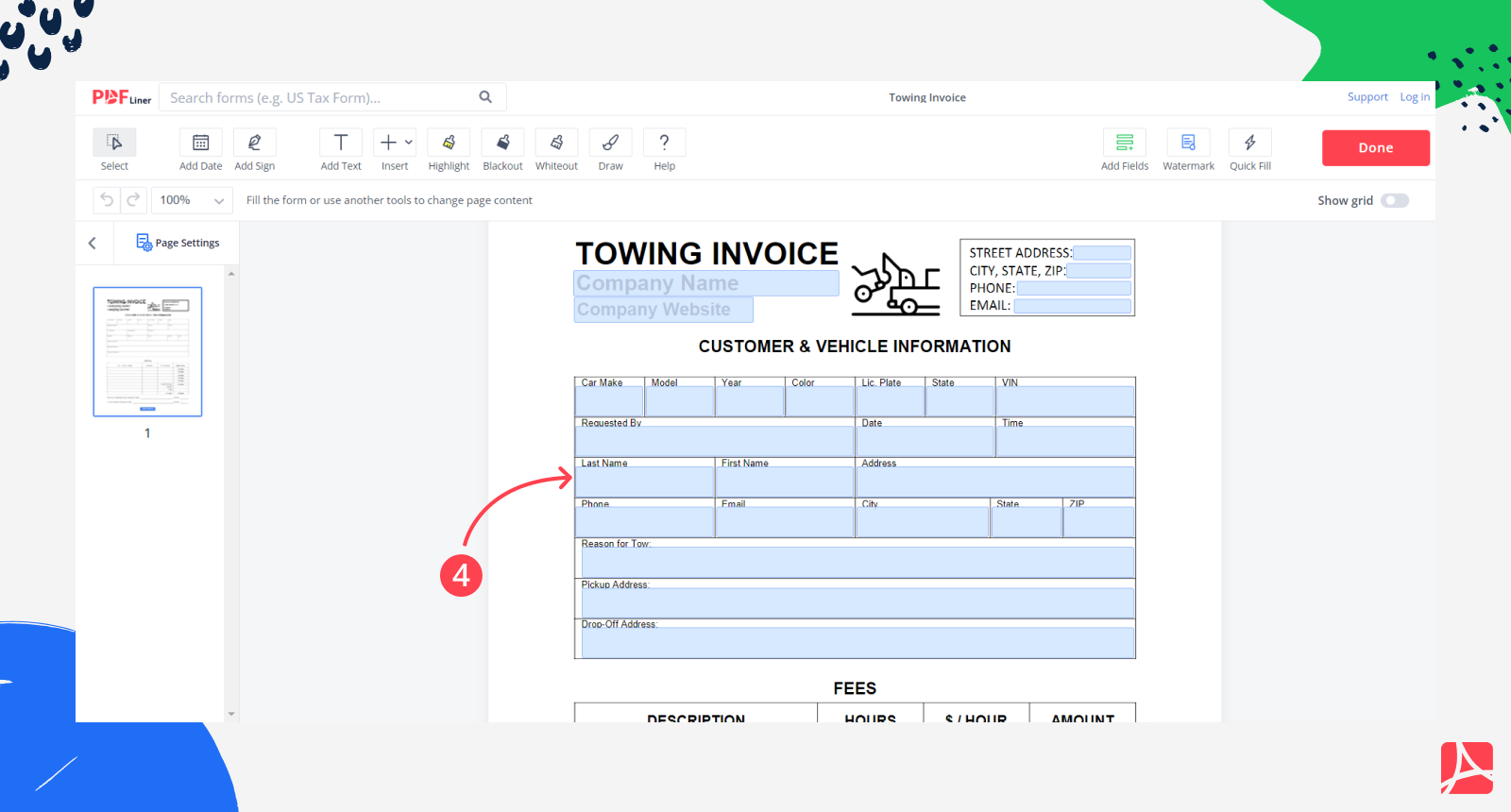 Towing Invoice screenshot step 4