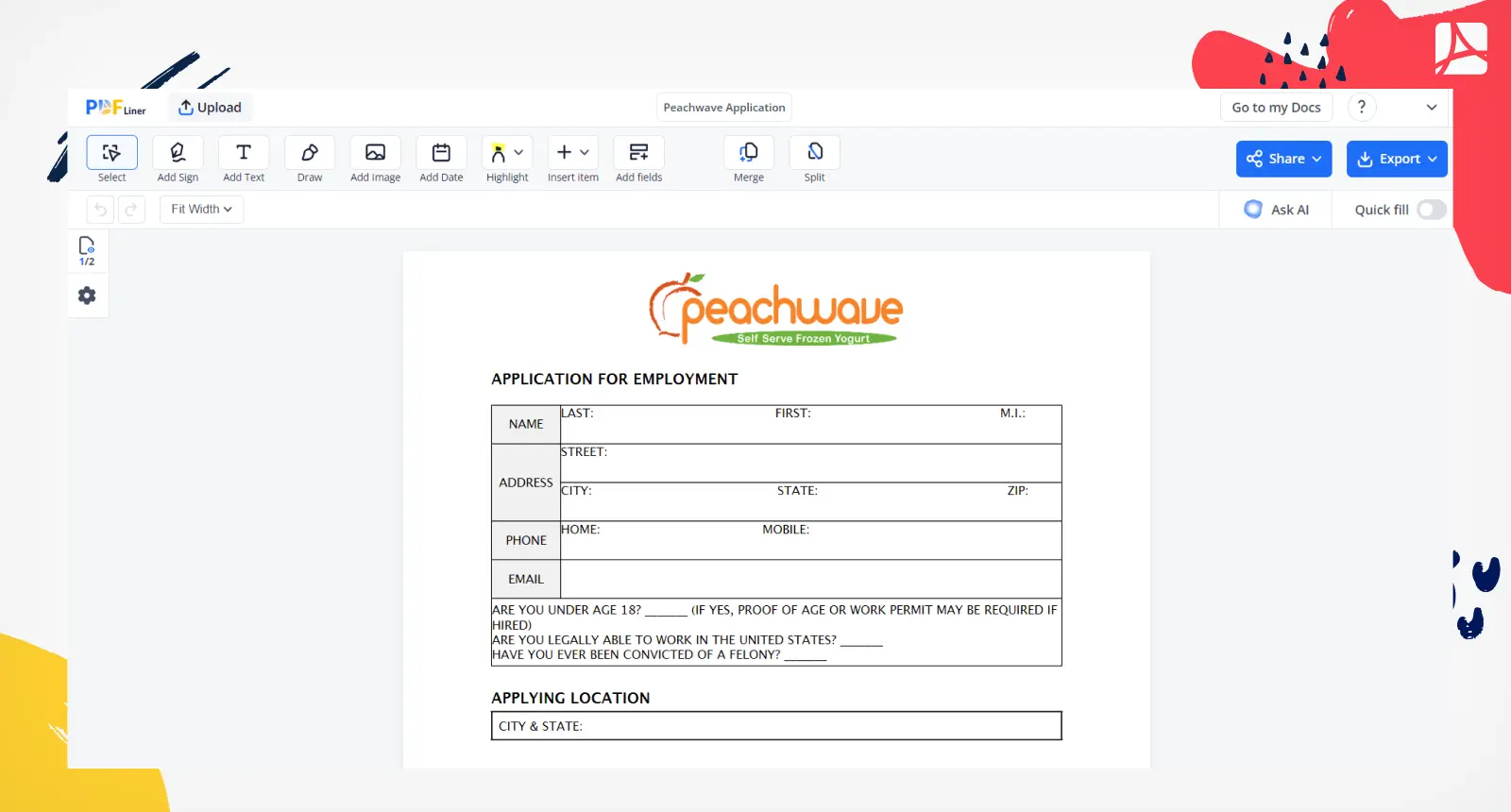 Peachwave Application Screenshot