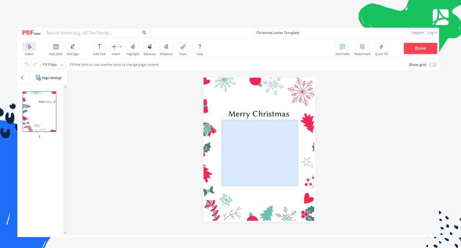 Christmas Letter Template Form Screenshot