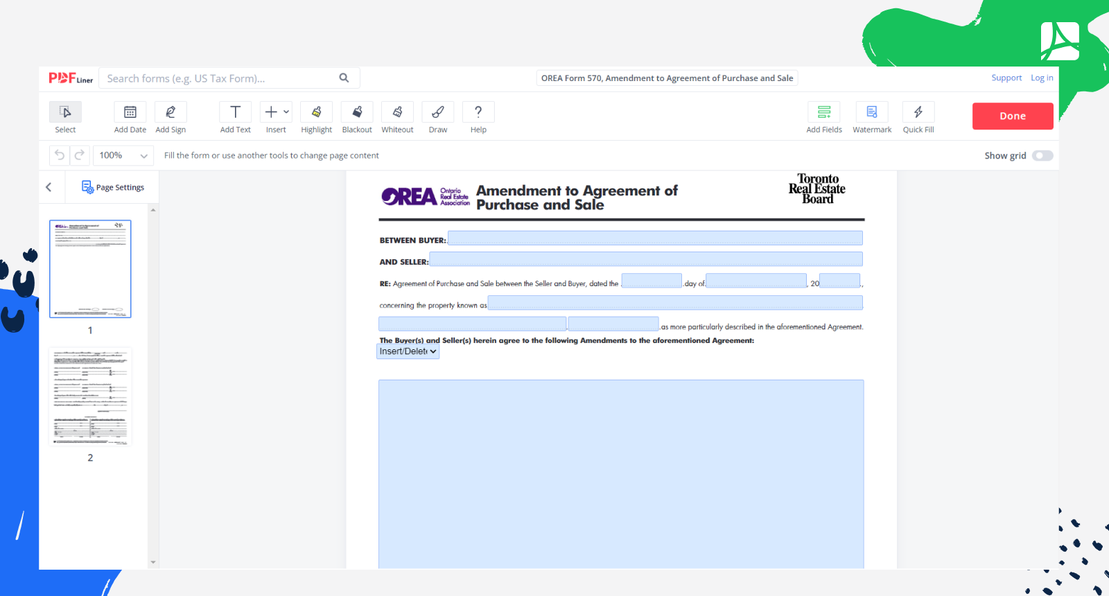 OREA Form 570 Screenshot