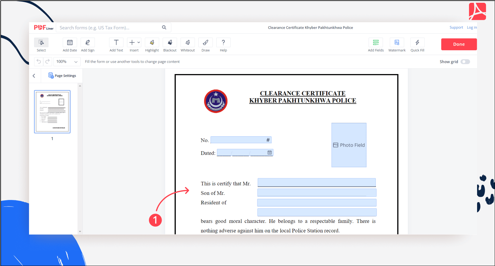 Clearance Certificate Khyber Pakhtunkhwa Police Blank PDFliner   YzXTSkhs4SI4r4c7qd3jfyDL5AQE75XrQNMIz9aC 