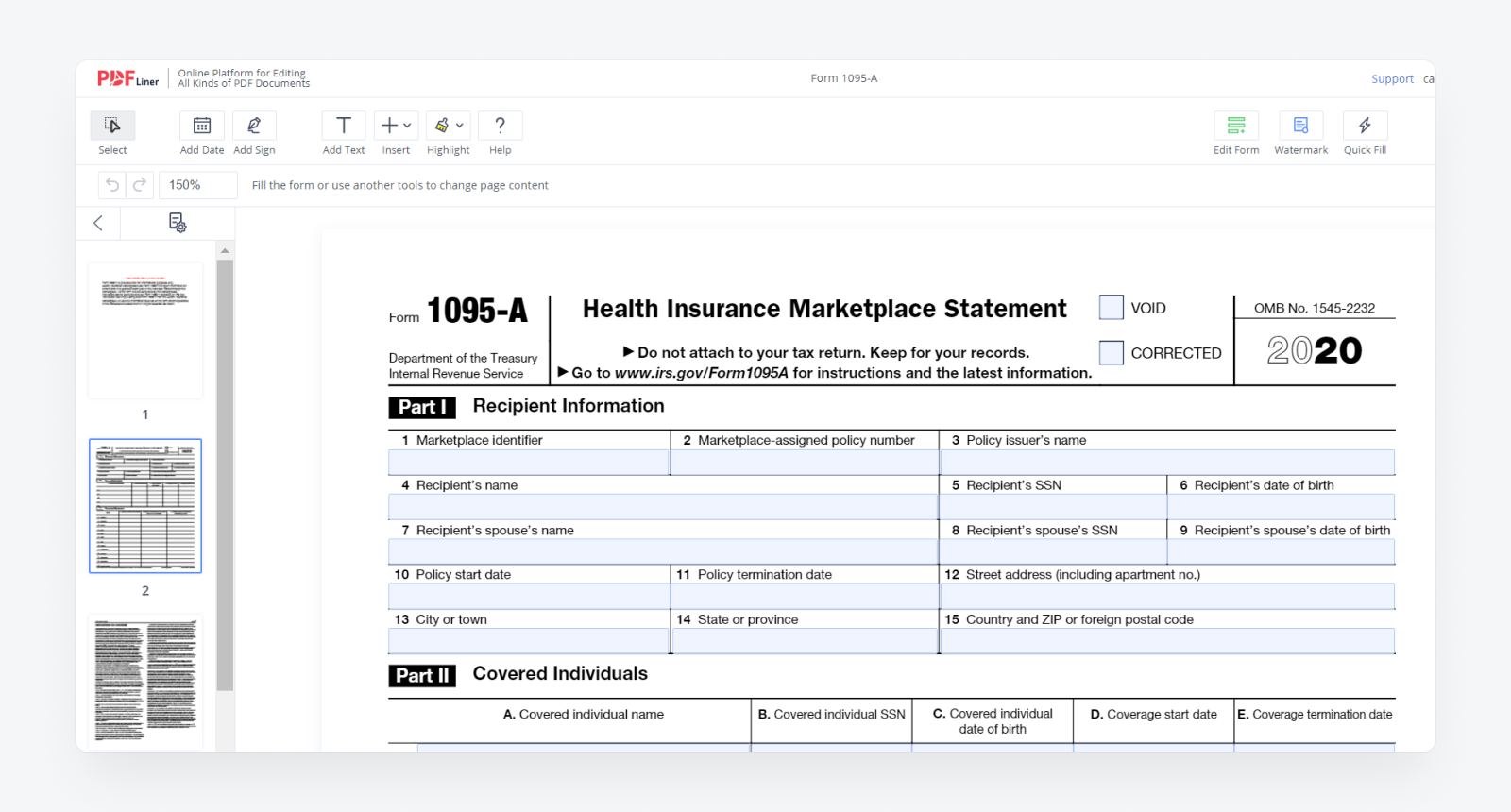 Instructions For Form 1095 A And How To Fill Out It PDFliner