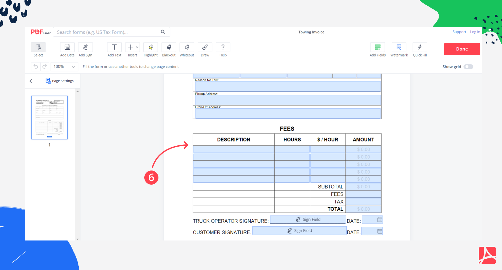 Towing Invoice screenshot step 6