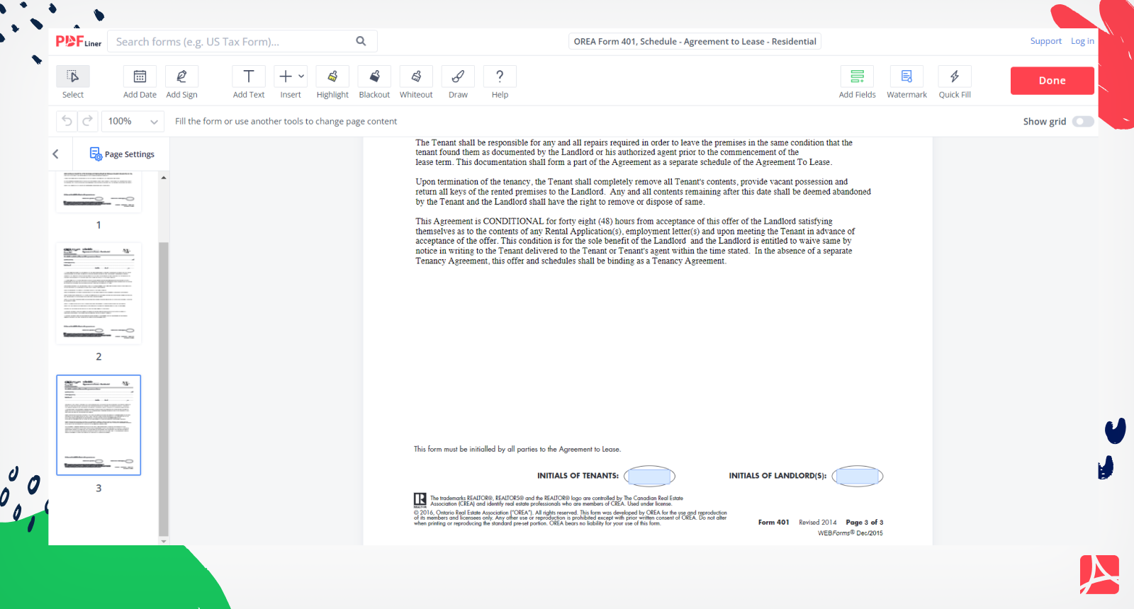 OREA Form 401 Screenshot 2