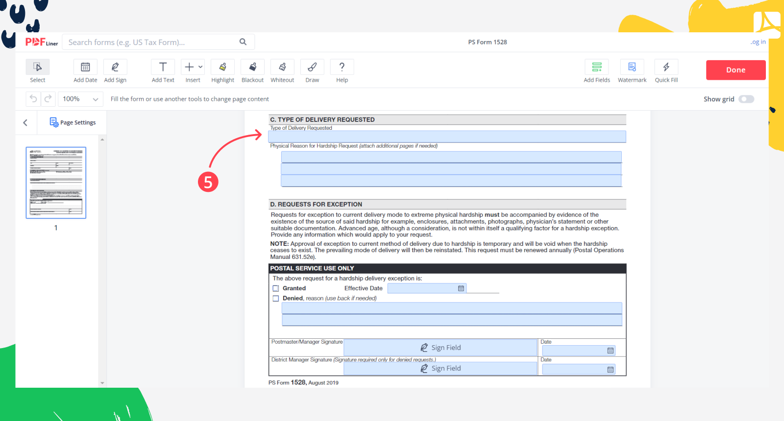 PS Form 1528 screenshot step 5