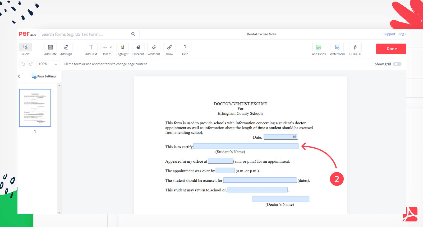Dental Excuse Note screenshot step 2