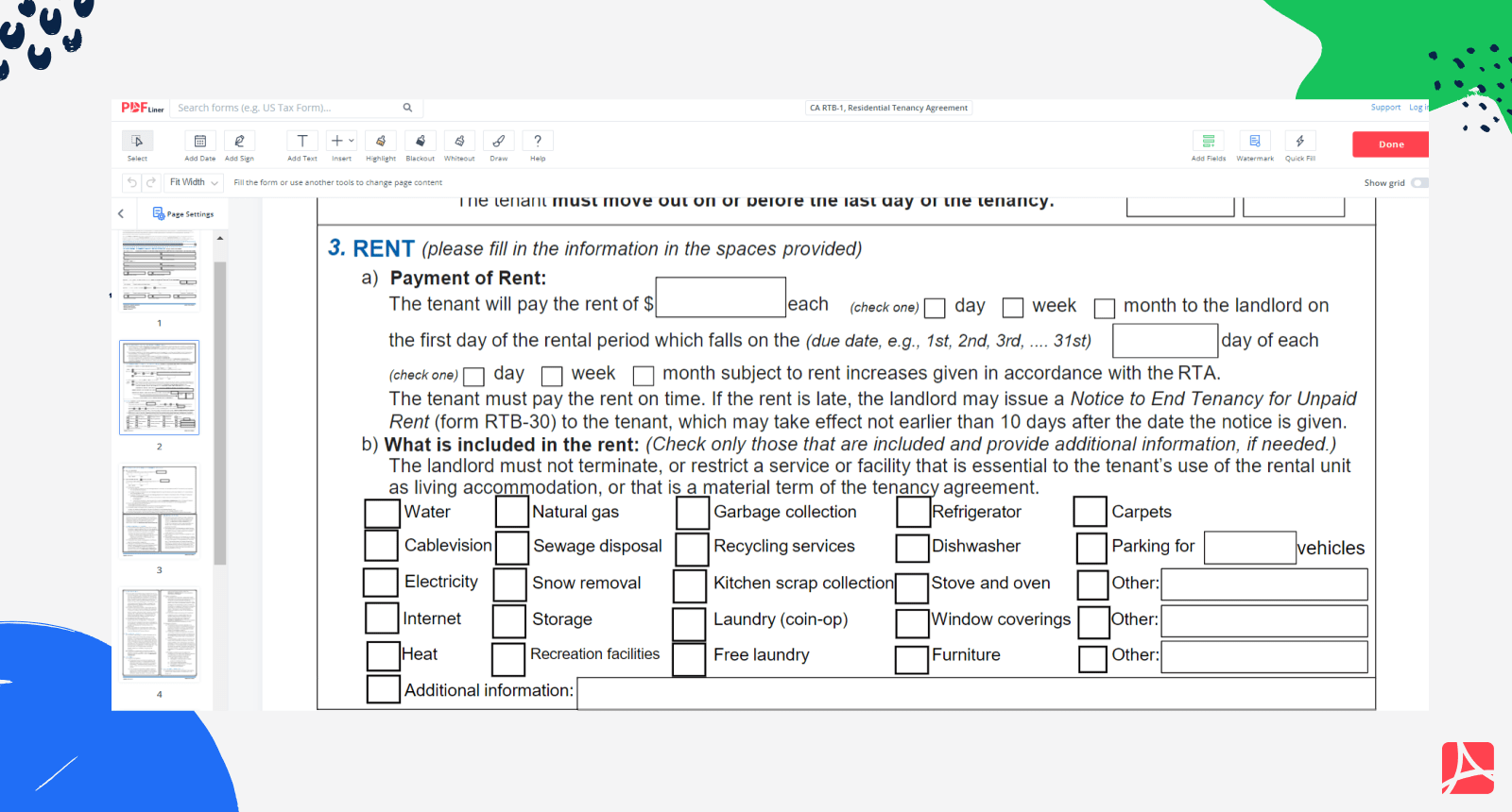 Residential Tenancy Agreement on PDFLiner