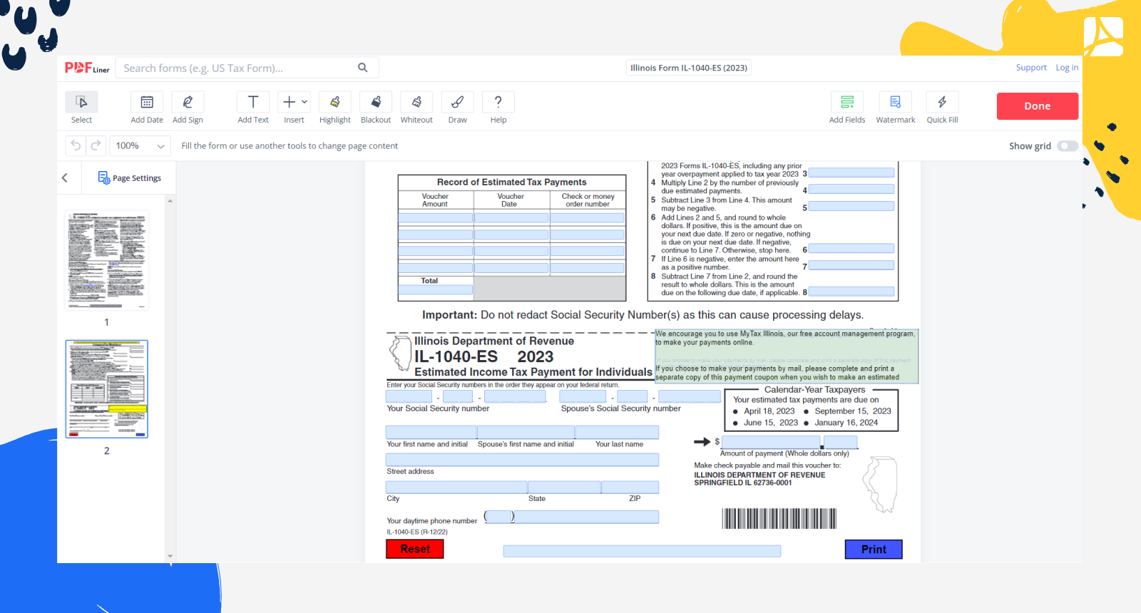 IL-1040-ES Form Screenshot 2