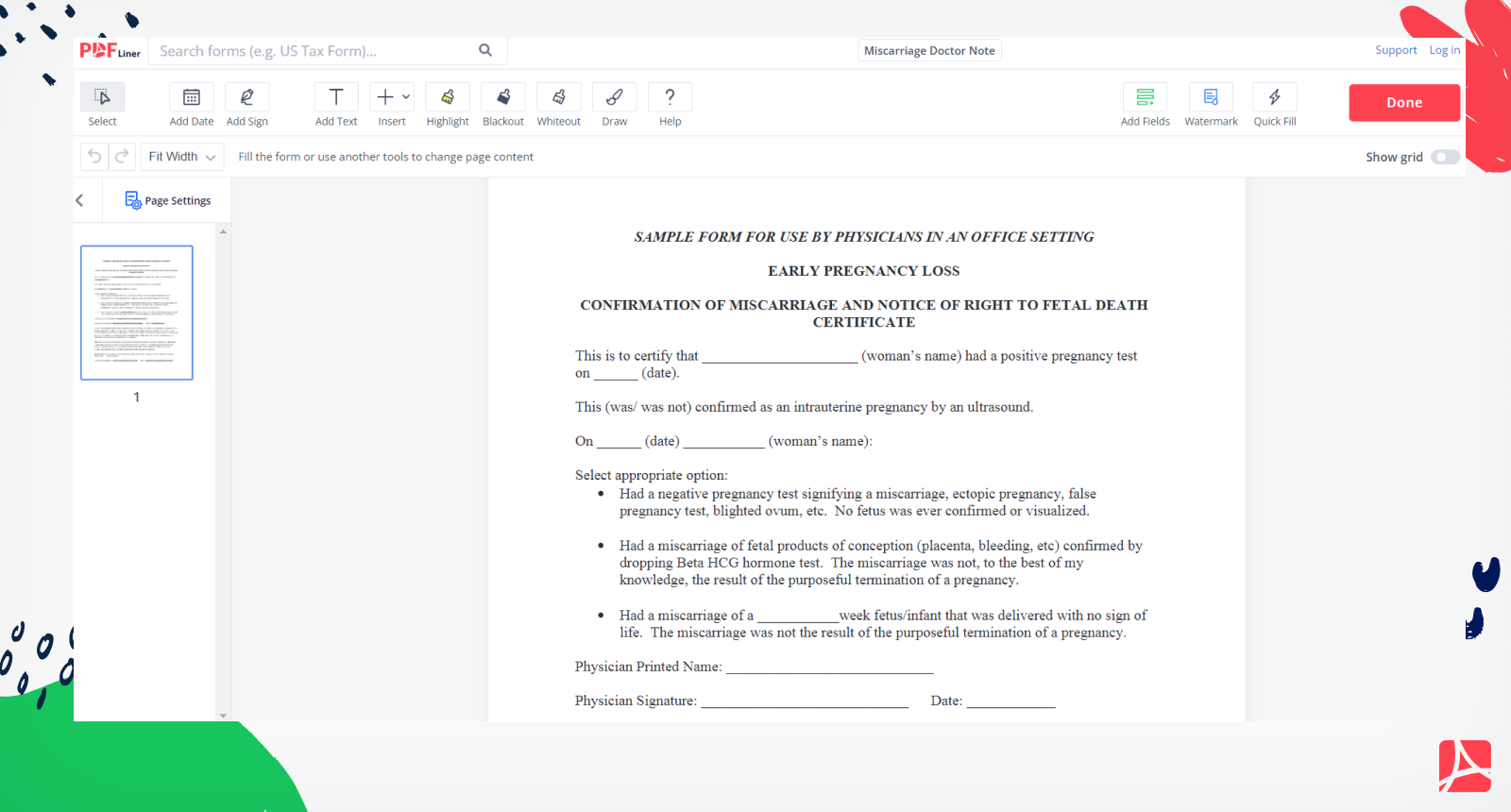 Miscarriage Doctor Note Screenshot