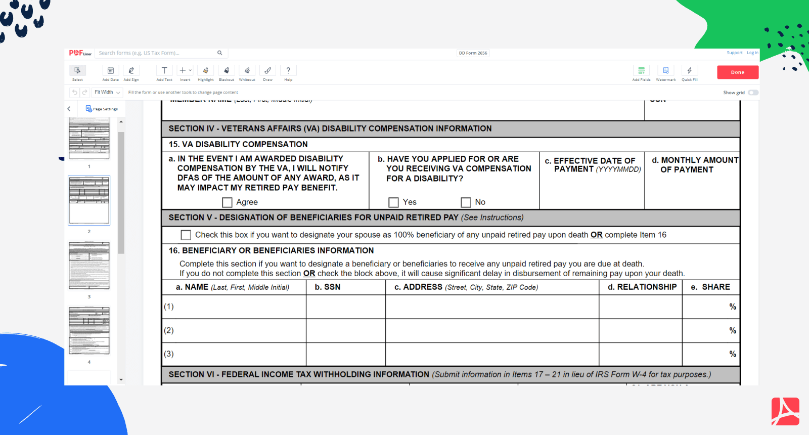 DD Form 2656 on PDFLiner