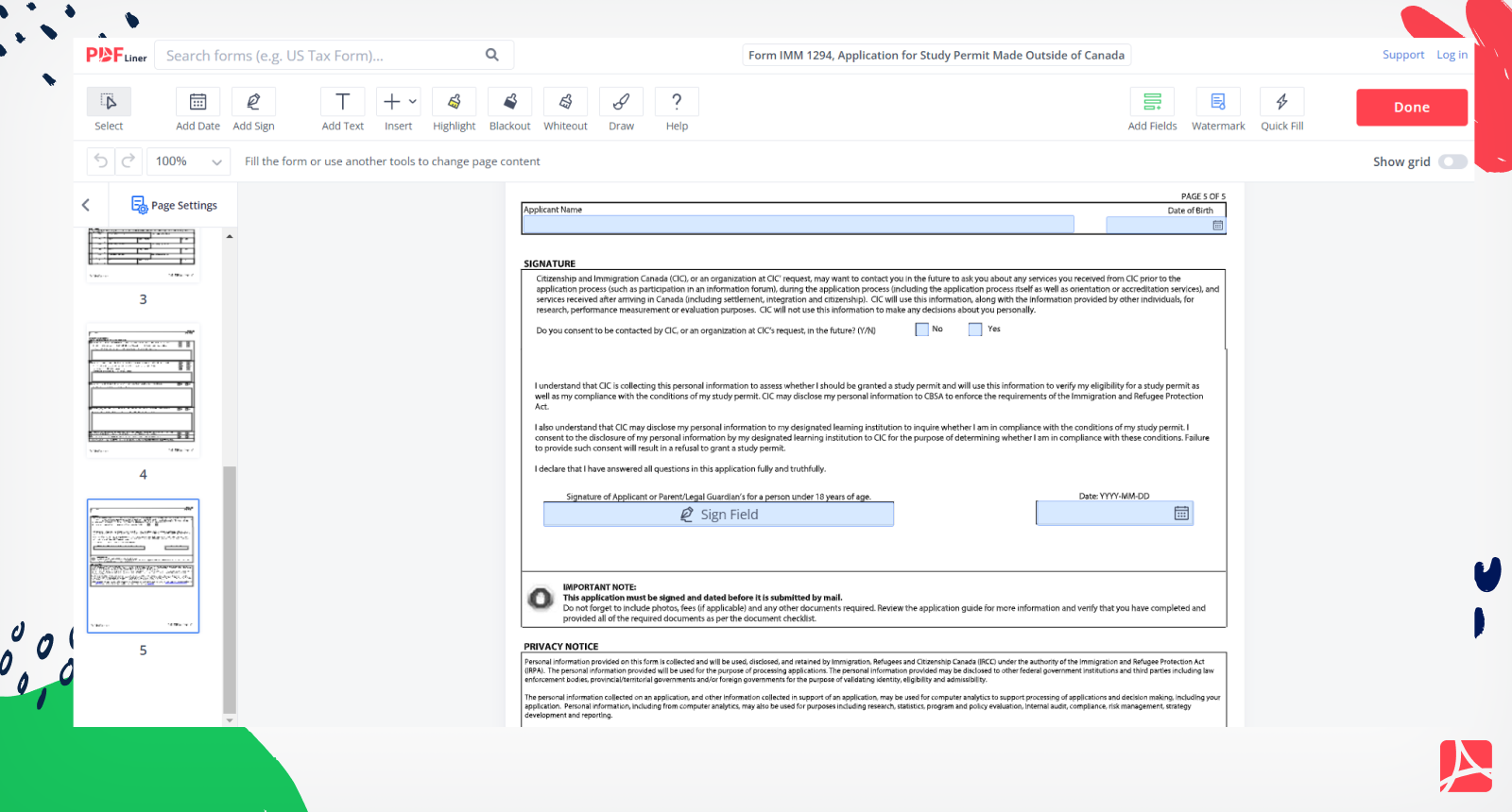 Form IMM 1294 Screenshot 2