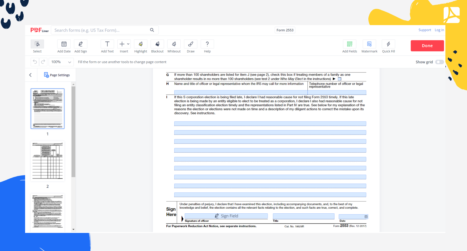 Form 2553 Screenshot 2