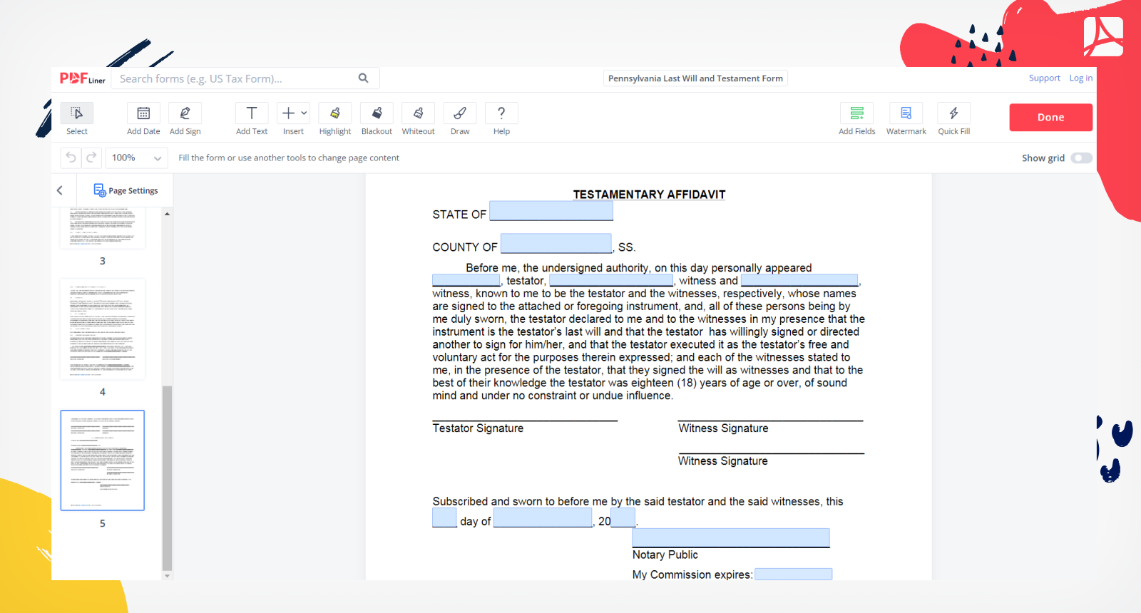 Pennsylvania Last Will and Testament Form Screenshot 2